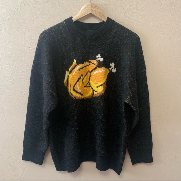 Lazy Oaf Black Roast Turkey Jumper Sweater Size Small NWT New - Picture 4 of 15